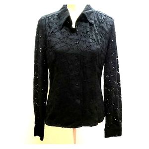 M C.C. Couture Lined Black Lace Shirt B13